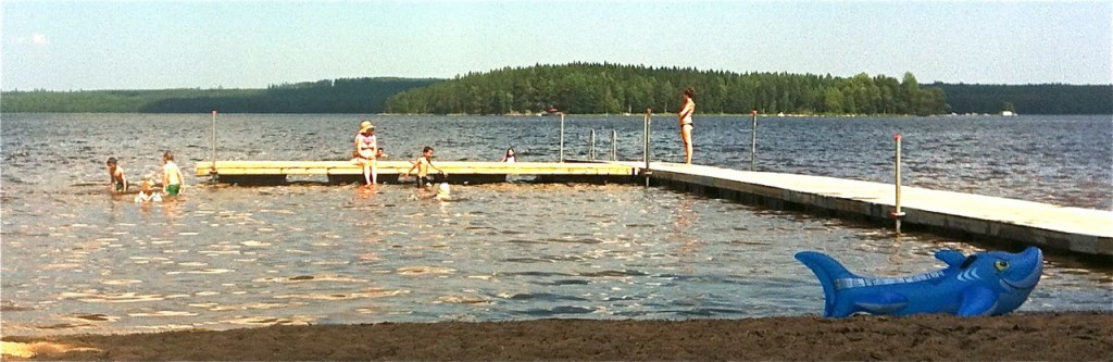 pojkar på stranden